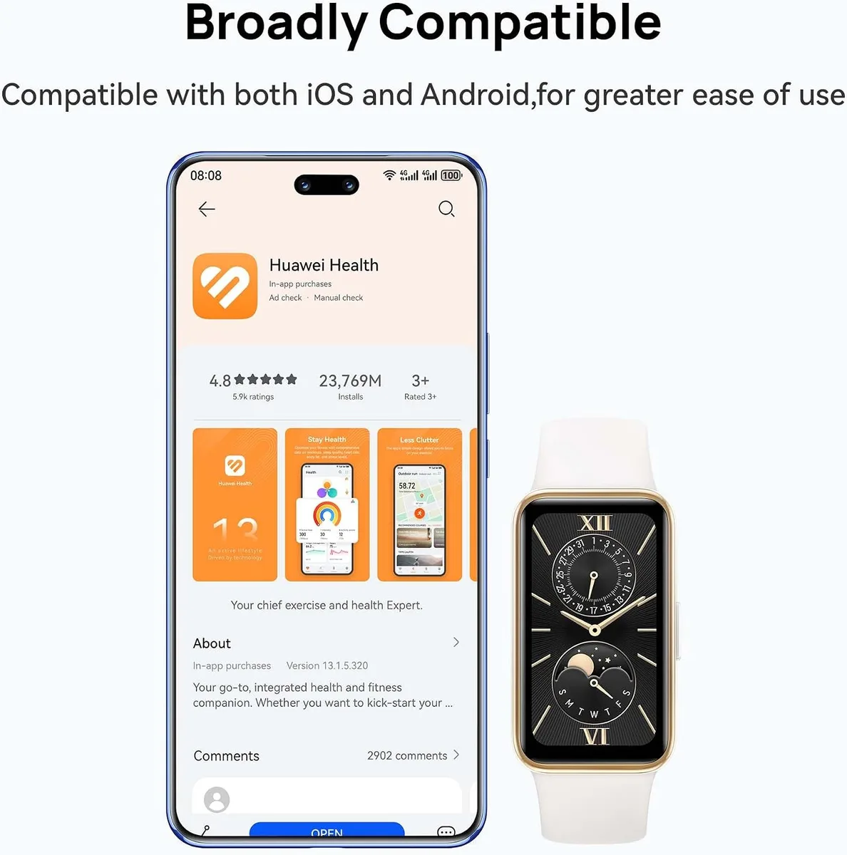 Band 9 Fitness Tracker compatible con celulares iOS y Android